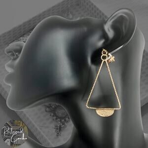 Gold Dangle Triangle Clip-On Earrings
